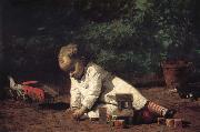 Thomas Eakins The Baby play on the floor oil painting artist